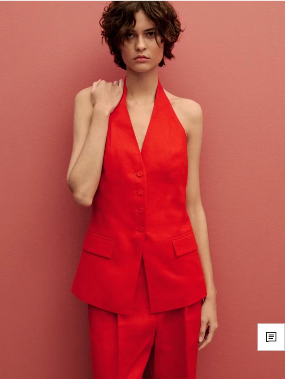 MANGO Linen halter-neck suit vest